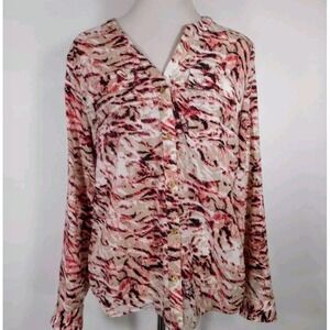 212 Collection‎ Blouse Button Down Long Sleeve Abstract Print Top XL